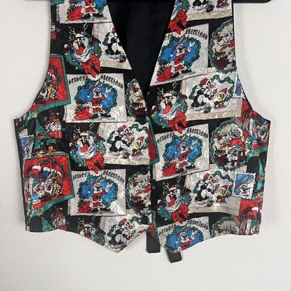 Looney Tunes Vintage 1994 Vest Season's Greetings Christmas Top Unisex One Size - Picture 8 of 11